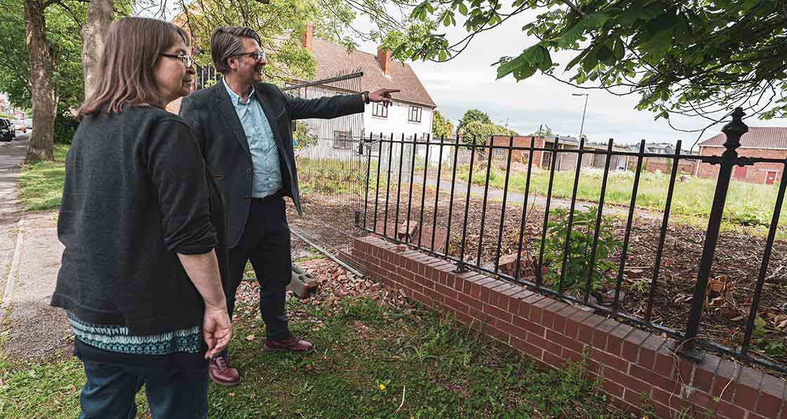 York councillor & executive member for housing Denise Craghill visiting site with Caddick Construction director of housing Richard Greenwood