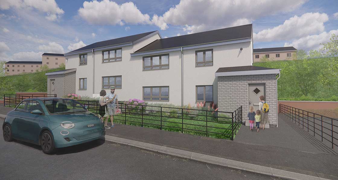 Rendering of Huntley Drive, an RCH deep retrofit project.