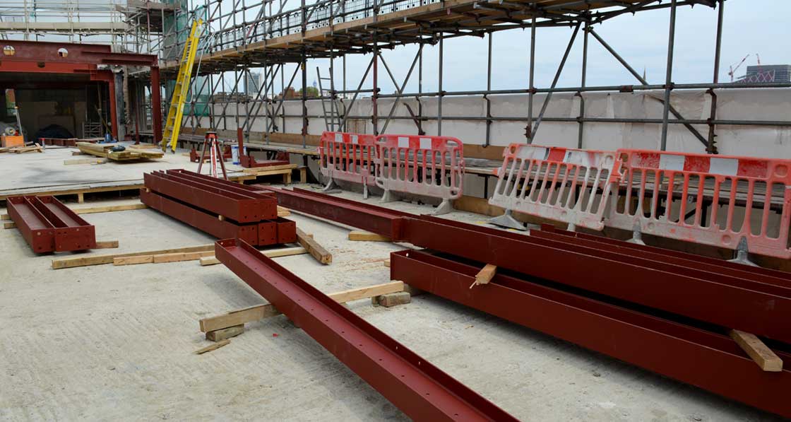 Salvaged steel used at Grosvenor’s Holbein Gardens in London. Photo: Heyne Tillett Steel