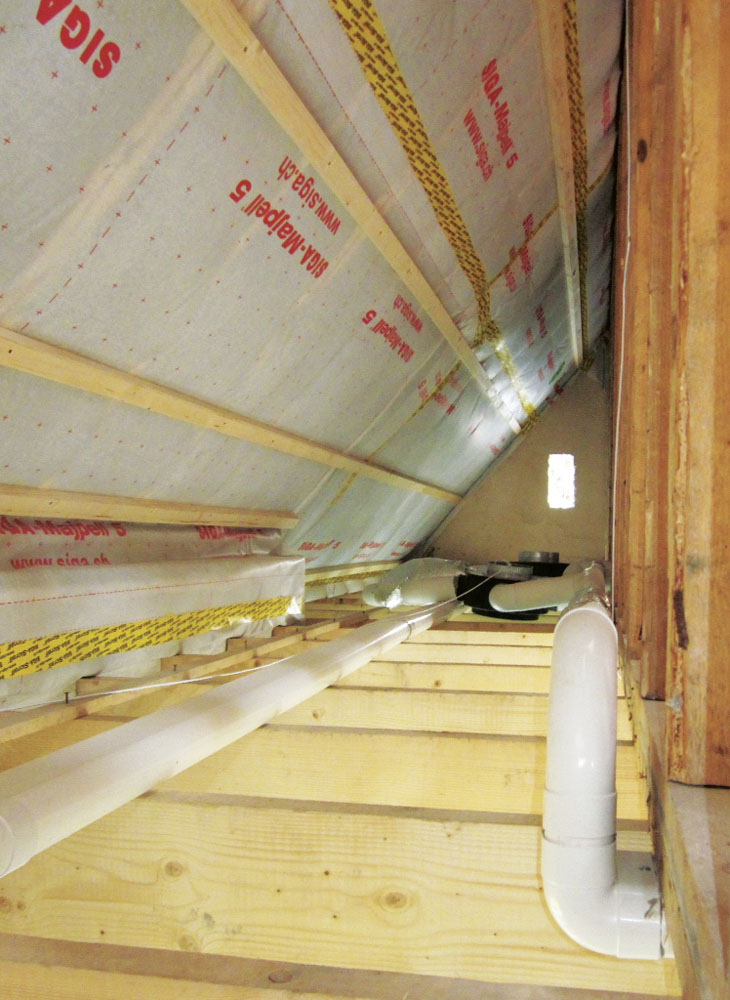 attention to airtightness detailing was important throughout the build, with proprietary products used around floor and roof joists, and window junctions Sligo 9