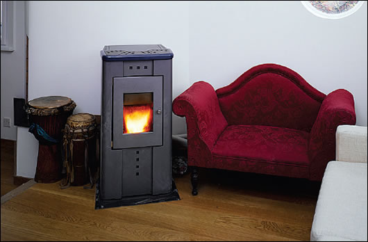 Wood Pellet Stove A wood pellet stove provides space and water heating for the entire dwelling