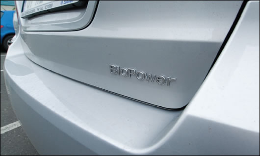 Saab Biopower Saab biopower car, an ethanol-powered off-the-shelf car used by one of Newbridge's reps