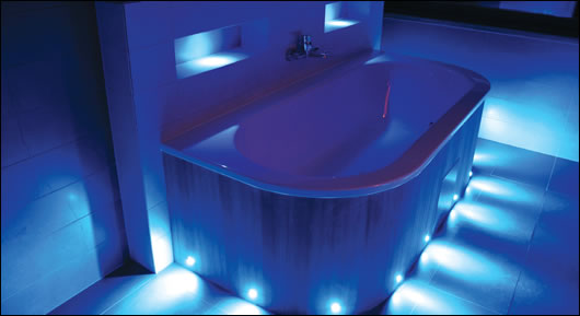 two rooms in one: LED lights transform the bathroom at night two rooms in one: LED lights transform the bathroom at night