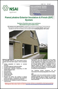 Figure 1: front page of the ParexLahabra Agrément certificate showing a house in the ‘Ard na Mara’ estate of Malahide Figure 1: front page of the ParexLahabra Agrément certificate showing a house in the ‘Ard na Mara’ estate of Malahide