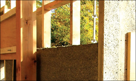 hempcrete walls during construction hempcrete walls during construction
