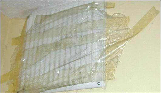 a typical taped-up ventilation grille of the sort found throughout Irish homes. Such vents are often blocked up by occupants experiencing discomfort due to over-ventilation a typical taped-up ventilation grille of the sort found throughout Irish homes. Such vents are often blocked up by occupants experiencing discomfort due to over-ventilation