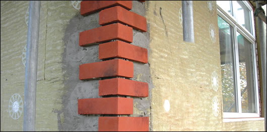 The Brickshield system from Ibstock features high density Rockwool insulation coated with an adhesive mortar and finished with Ibstock's real brick slips The Brickshield system from Ibstock features high density Rockwool insulation coated with an adhesive mortar and finished with Ibstock's real brick slips
