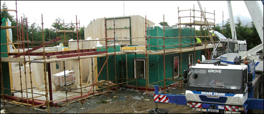 the closed-panel system from The Timber Frame Company being assembled on site - the walls here have a U-value of 0.18 W/m2K the closed-panel system from The Timber Frame Company being assembled on site - the walls here have a U-value of 0.18 W/m2K